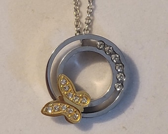 Collar de urna de cremación con forma de mariposa: joyería conmemorativa de plata y oro