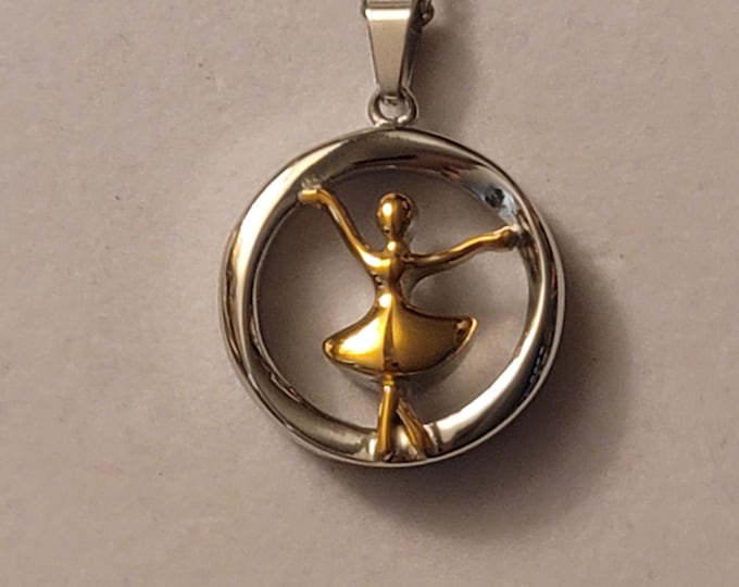 Silver and Gold Dancer Cremation Urn Necklace, Cremation Jewelry, Urn Jewelry, Memorial Jewelry,  Urn Necklace, Cremation Necklace, Necklace