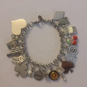 Silver Casino Chain Bracelet, Casino Charm Bracelet, Bracelet, Casino Bracelet, Charm Bracelet, Chain Bracelet, Gift, Casino, Gambler