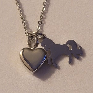 Silver Heart with Horse Cremation Urn Necklace, Memorial Jewelry, Urn Necklace, Cremation Jewelry, Cremation Necklace, Horse Ashes Necklace