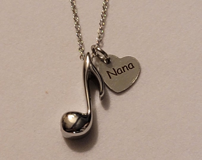 Silver Music Note Cremation Urn Necklace, Eigth Note Urn Necklace, For Human Remains, Necklace For Ashes, Gift, Eigth Note, Music Note, Urn