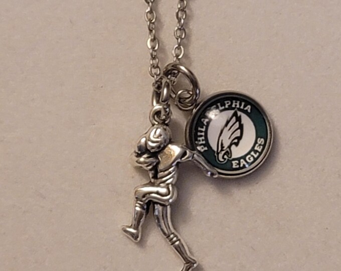 Silver Custom Football Charm Necklace, Football,Necklace, Team, Gift For Football Fan, Sports Jewelry, Football Necklace, Team Necklace
