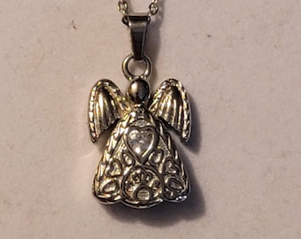 Silver Angel Urn Necklace: Cremation Jewelry, Memorial Keepsake, For Ashes