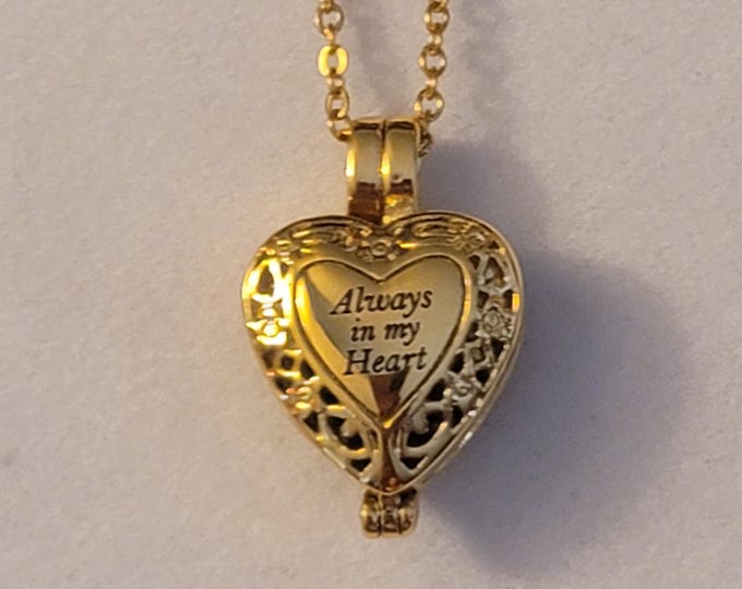 Gold Heart Locket Cremation Urn Necklace, Always In My Heart, Necklace For Ashes, Cremation Jewelry, Urn, Necklace, For Human Remains, Gift