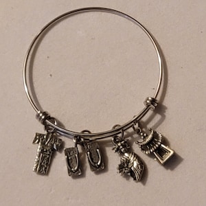 Silver Japanese Bangle Bracelet, Japan Bracelet, Charm Bracelet, Japanese Charm Bracelet, Gift, Japan