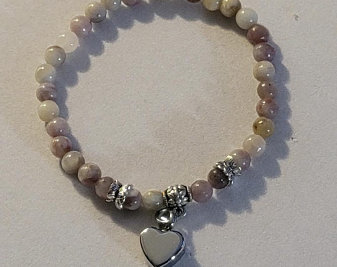 Silver Lilac Stone Beaded Urn Bracelet, Cremation Jewelry, Memorial Jewelry, Urn Jewelry, Cremation Bracelet, Memorial Bracelet