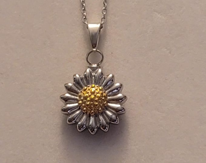 Silver Sunflower Cremation Urn Necklace, Cremation Jewelry, Sunflower Urn Necklace, Memorial Necklace, Urn Jewelry, Urn Necklace, For Ashes
