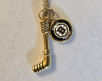 Gold Hockey Stick Cremation Urn Necklace: Memorial Jewelry, Team Charm,  For Ashes
