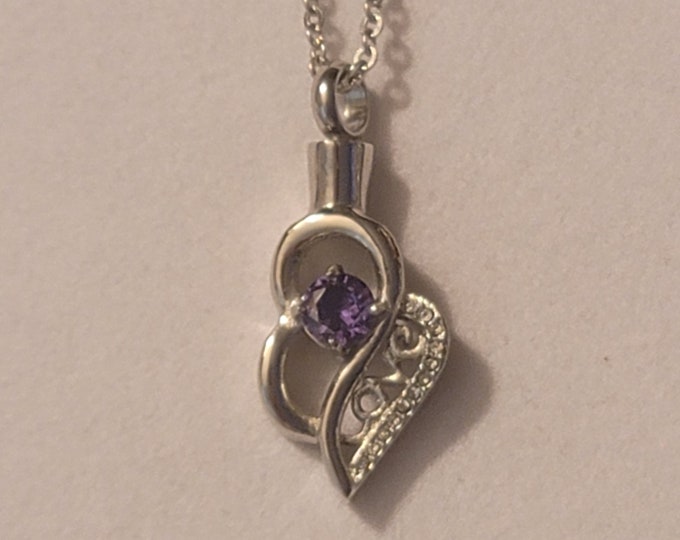 Silver and Purple Love Cremation Urn, Memorial Jewelry, Cremation Jewelry, a Urn Jewelry, Cremation Necklace, Urn Necklace, Necklace, Gift
