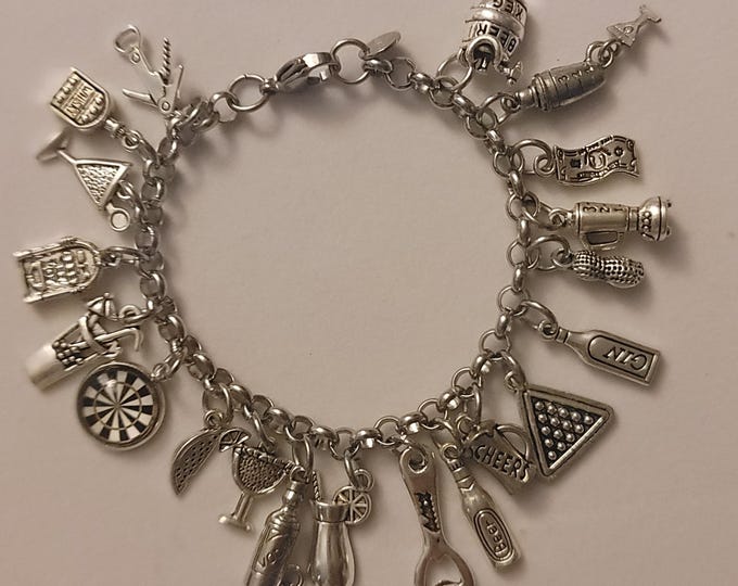 Silver Bartender Chain Bracelet, Bartender Charm Bracelet, Bracelet, Bartender Bracelet, Charm Bracelet, Chain Bracelet, Gift