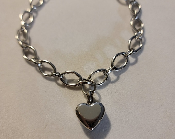Silver Heart Cremation Urn Chain Bracelet, Memorial Jewelry, Cremation Jewelry, Urn Jewelry, Jewelry For Ashes, Urn Bracelet, Bracelet, Gift