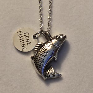 Silver Bass Fish Cremation Urn Necklace, Cremation Jewelry, Cremation Necklace, Fishing Urn, Urn Necklace, For Ashes, Gift
