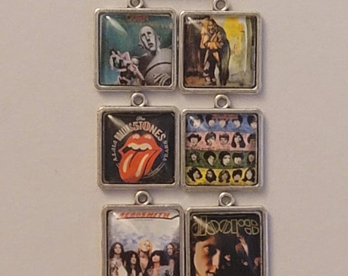 Silver Custom Album Cover Charms, Album Cover Necklace, Album Cover Bangle Bracelet, Music Charms, Record Charms, Record Necklace