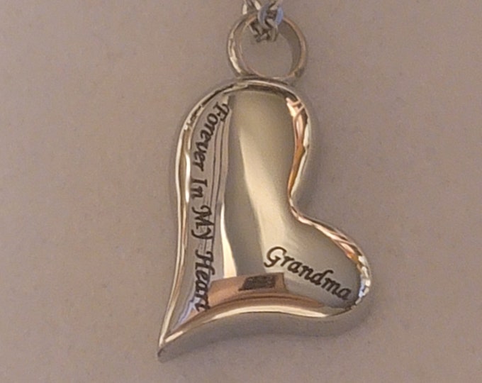 Silver Grandma Cremation Urn Necklace, Forever In My Heart, Memorial Jewelry, Urn Jewelry,  Cremation Jewelry, Ashes Necklace, Grandma Urn