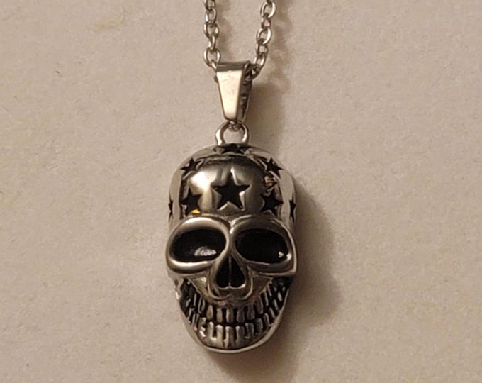 Silver Skull Cremation Urn Necklace, Necklace,  Skull, Necklace For Ashes, Cremation Jewelry, Skull Urn Necklace, For Human Remains