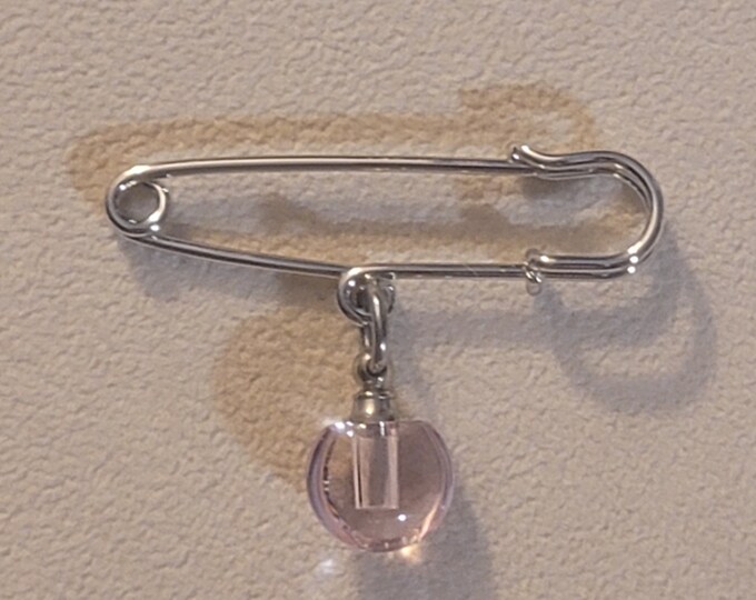 Silver and Pink Glass Cremation Urn Pin, Cremation Jewelry, Urn Jewelry, Memorial Jewelry, Cremation Pin, Memorial Pin, Urn Pin, Gift, Pin