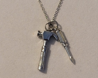 Silver Hammer Cremation Urn Necklace: Memorial Ash Pendant