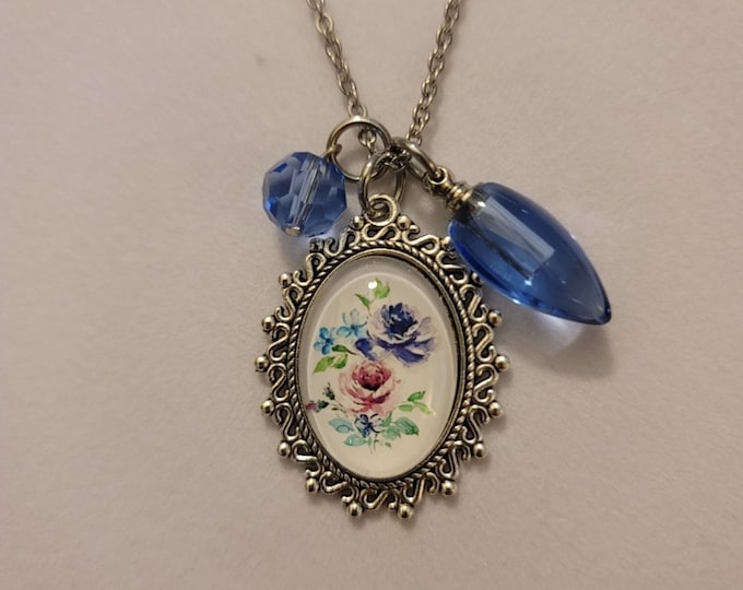 Blue Glass Cremation Urn Necklace, Cremation Jewelry, Urn Jewelry,  Memorial Jewelry,  Cremation Necklace, Memorial Necklace, Urn, Necklace