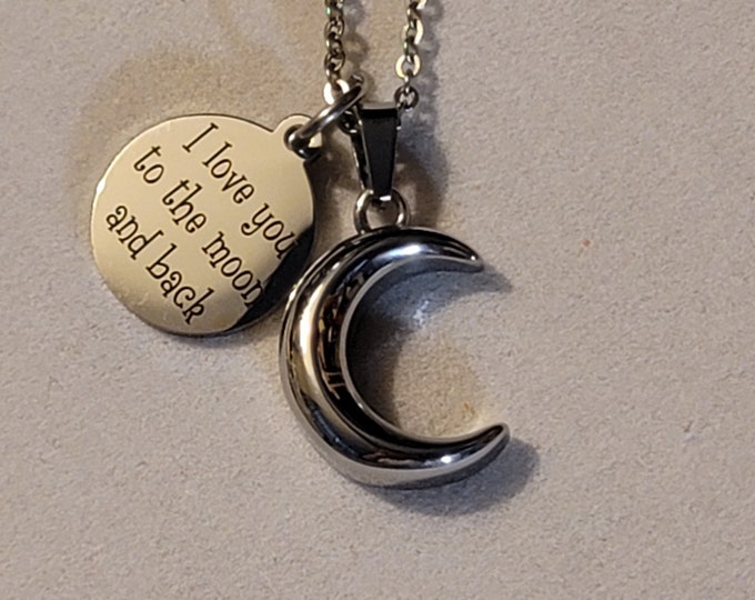 Silver Half Moon Cremation Urn Necklace, Memorial Necklace, Memorial Jewelry, Cremation Jewelry, Necklace, Urn Necklace, Urn, Half Moon Urn