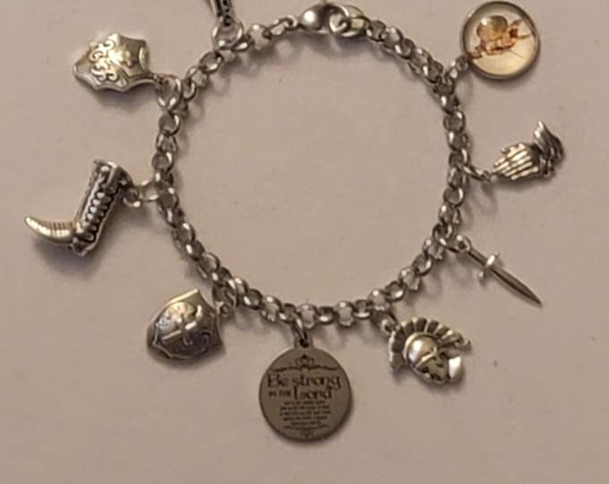 Silver Armor of God Chain Bracelet, Charm Bracelet, Bracelet, Armor of God Bracelet, Armor of God Charm Bracelet, Gift