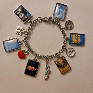 Custom Silver Broadway Play Charm Bracelet: Stainless Steel Musical Theater Gift