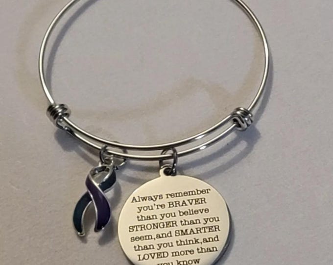 Silver Suicide Awareness Bangle Bracelet,  Suicide Prevention, Suicide Prevention Bracelet, Suicide Awareness, Bracelet, Gift