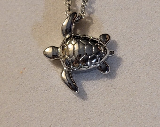 Silver Turtle Cremation Urn Necklace, Turtle Necklace,  For Human Remains,  Necklace For Ashes,  Turtle, For Turtle Lover, Turtle Urn, Gift