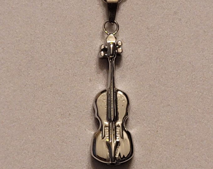 Silver Violin Cremation Urn Necklace, ViolinUrn Necklace, Necklace, Violin, Pendant For Ashes, For Human Remains, Memorial Urn, Violin Urn