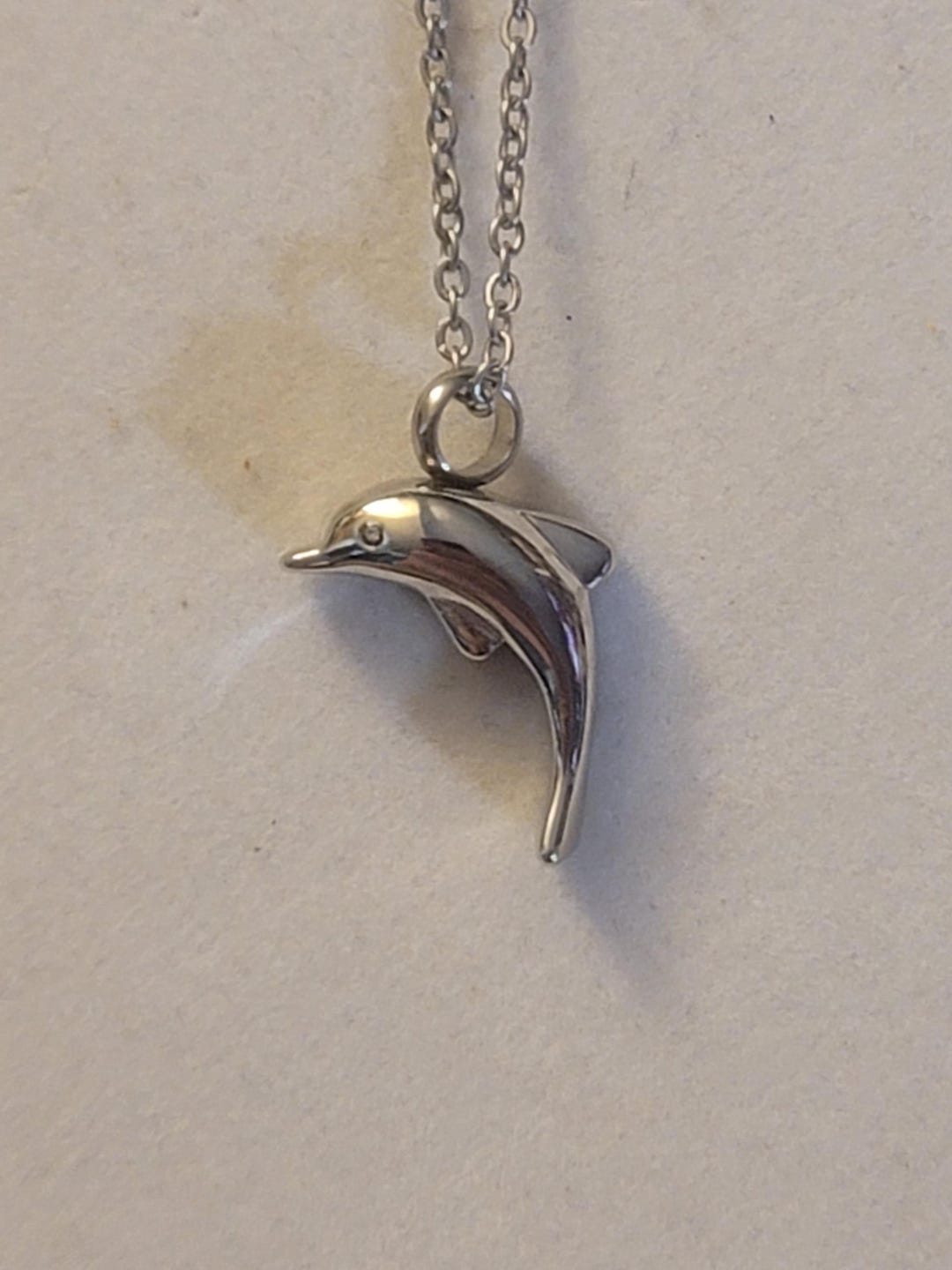 Dolphin Cremation Necklace Keepsake Urn - Aluminum Pendant With Inner Vial, 24" Chain, For Ashes - View #5