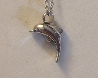 Collar de urna de cremación con delfín de plata: joyería conmemorativa de acero inoxidable