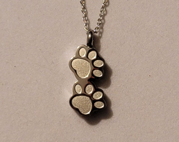 Silver Heart Paw Print Cremation Urn Necklace, Cremation Jewelry, Urn Jewelry, Necklace, Urn, For Dog Ashes, Ashes Necklace, Gift, Pet Ashes