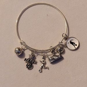 Silver Soccer Bangle Bracelet, Charm Bracelet, Soccer Bracelet, Bracelet, Soccer Lover, Gift, Soccer Charm Bracelet