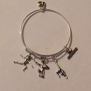 Silver Gymnastics Bangle Bracelet, Gymnast Bracelet, Charm Bracelet, Gymnastics, Bracelet, Bangle Bracelet, Gift
