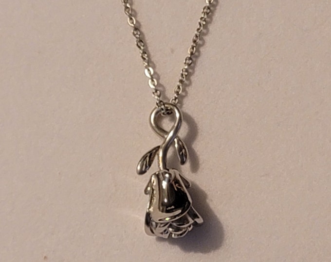 Silver Rose Bud Cremation Urn Necklace, Cremation Jewelry, Cremation Necklace, For Human Remains, Necklace For Ashes,  Rose, Urn, Necklace