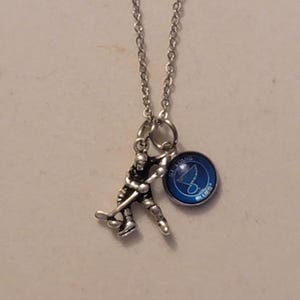 Silver Custom Hockey Charm Necklace, Hockey,Necklace, Team, Gift For Hockey Fan, Sports Jewelry, Hockey Necklace, Team Necklace, Gift