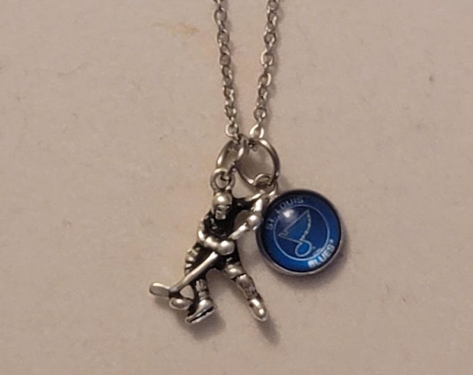 Silver Custom Hockey Charm Necklace, Hockey,Necklace, Team, Gift For Hockey Fan, Sports Jewelry, Hockey Necklace, Team Necklace, Gift