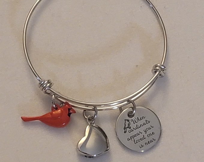 Silver Cardinal Cremation Urn Bracelet, Cremation Jewelry, Memorial Jewelry, Urn Bracelet, Urn Jewelry, Cremation Bracelet, Bracelet, Gift