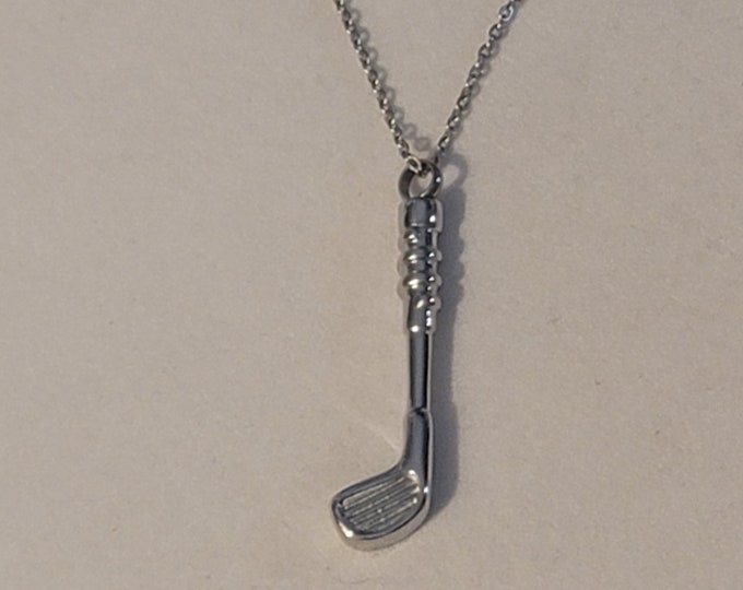 Silver Golf Club Cremation Urn Necklace