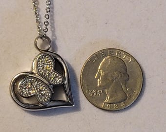 Minicremation Collana con ciondolo a forma di farfalla a goccia per ceneri in acciaio inox, mini urna per ricordi per donne e uomini, Acciaio inossidabile, Zirconia cubica