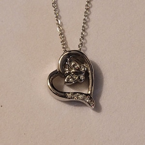 Silver Butterfly On Heart Cremation Urn Necklace, Cremation Jewelry, Urn Jewelry, Memorial Jewelry,  Butterfly, Cremation Necklace, Gift