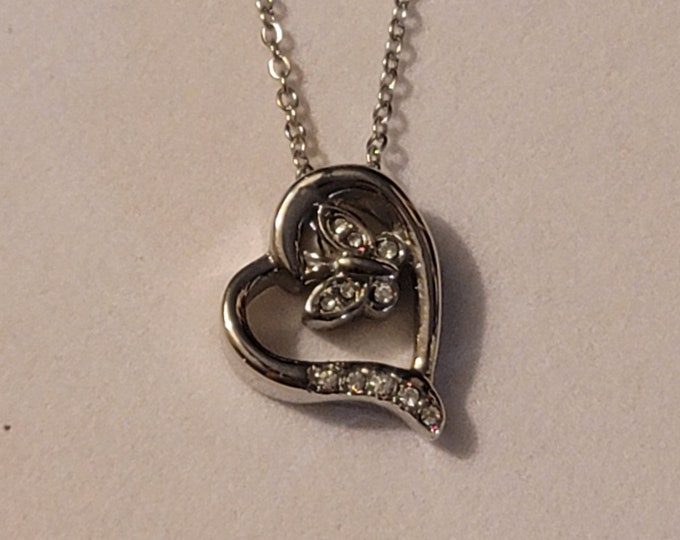 Silver Butterfly On Heart Cremation Urn Necklace, Cremation Jewelry, Urn Jewelry, Memorial Jewelry,  Butterfly, Cremation Necklace, Gift