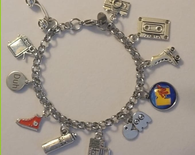 Silver 1980's Chain Bracelet, Baby Boomer Charm Bracelet, Bracelet, Gen X Bracelet, Charm Bracelet, Chain Bracelet, Best Friend Gift, Gift