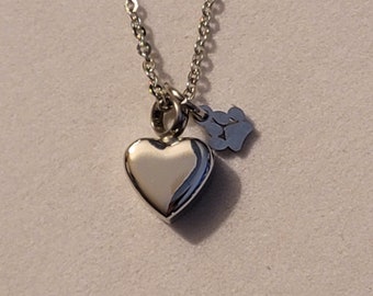 Silver Heart with Paw Print Cremation Urn Necklace, Memorial Jewelry, Urn Necklace, Cremation Jewelry, Cremation Necklace, Paw Print, Ashes