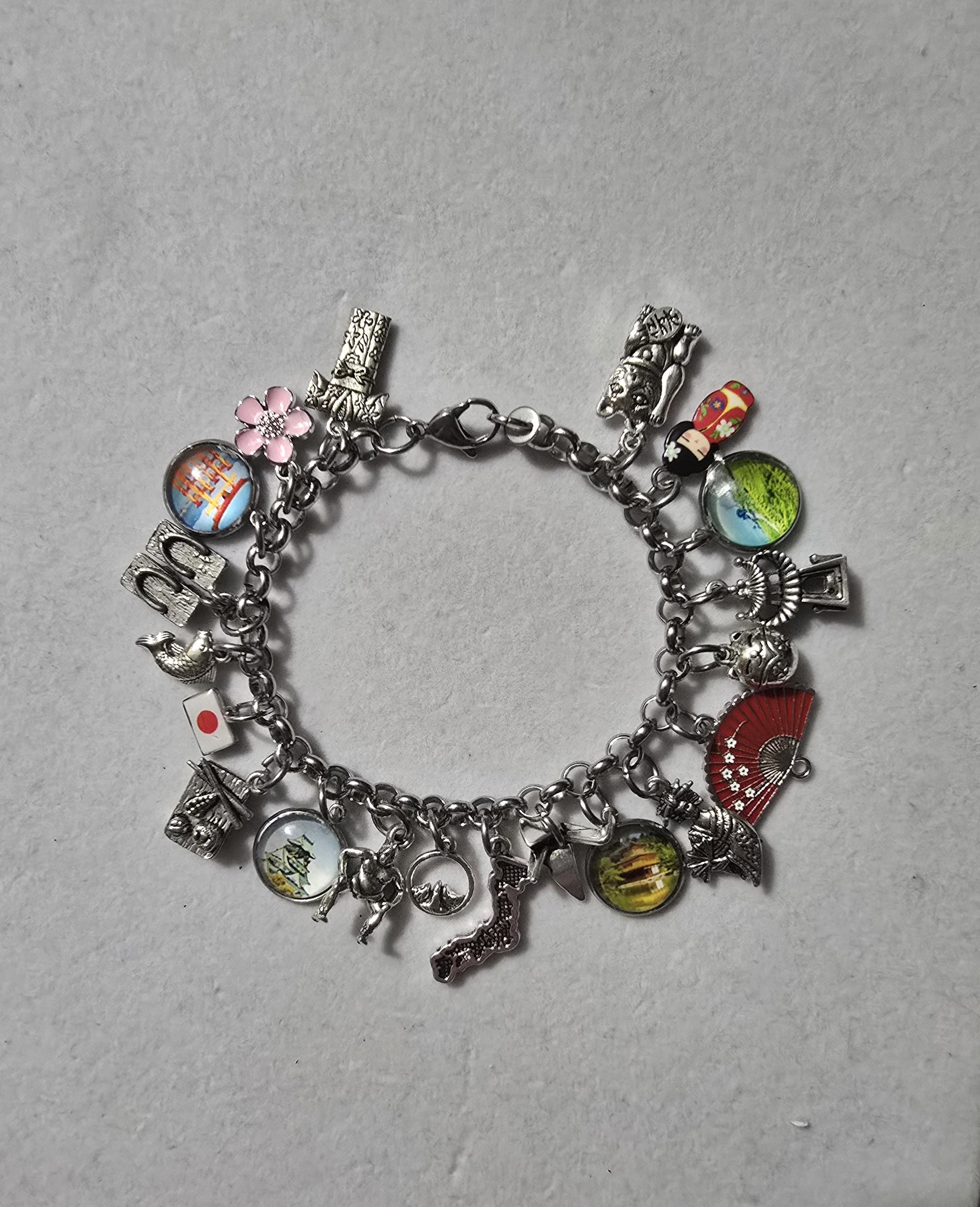 Silver Japan Charm Bracelet: Japanese Culture Souvenir - Etsy