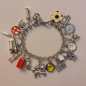 Silver London Chain Bracelet, London Charm Bracelet, Bracelet, England Bracelet, Charm Bracelet, Chain Bracelet, Gift, London England, Royal