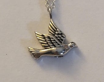 Silver Dove Cremation Urn Necklace: Stainless Steel Ashes Keepsake