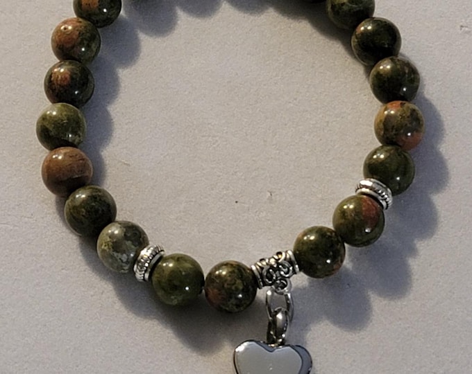 Silver Unakite Beaded Urn Bracelet, Cremation Jewelry, Memorial Jewelry, Urn Jewelry, Cremation Bracelet, Memorial Bracelet, Beaded Bracelet