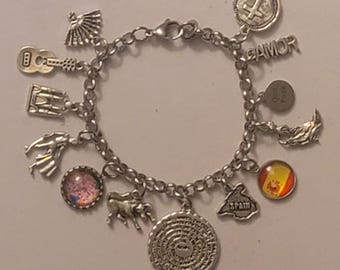 Silver Spain Charm Bracelet: Spanish Travel Souvenir