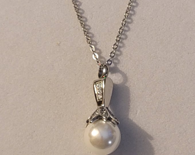 Silver Pearl Cremation Urn Necklace, Pearl Urn, Pendant For Ashes, For Human Remains, Cremation Jewelry, Ash Jewelry, Urn Necklace, Gift
