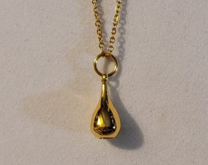 Gold Teardrop Cremation Urn Necklace, Teardrop Urn, Necklace For Ashes, Holds Human Remains,  Teardrop Cremation Jewelry, Necklace, Gift